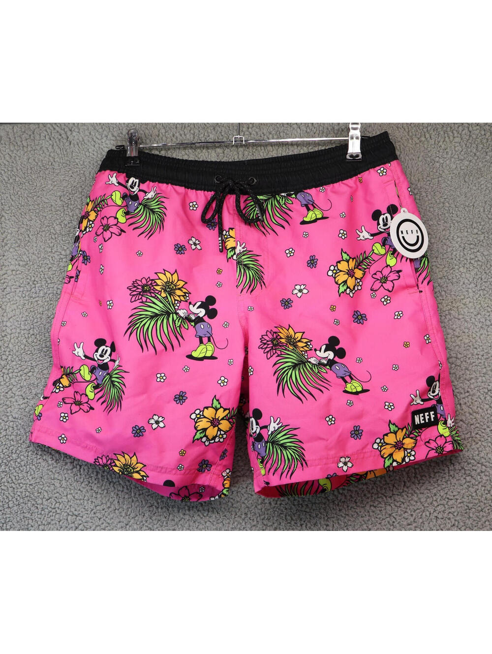 Neff Disney Mickey Mouse Men Medium Swim Trunks Pink Floral